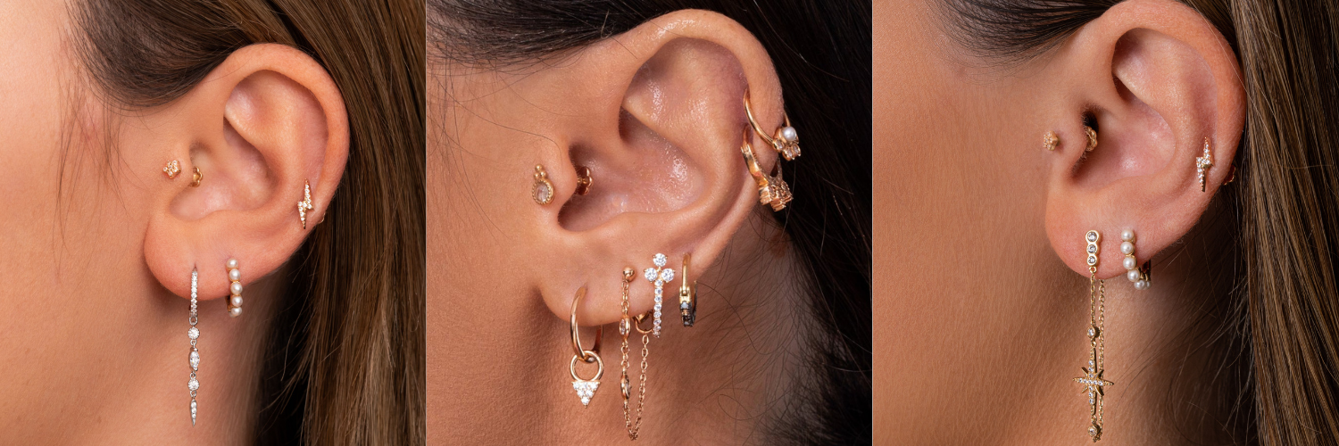 Luxury Tragus Earrings Designer Gold Diamond Tragus Jewelry by Myjools by Ilana MYJOOLSbyILANA