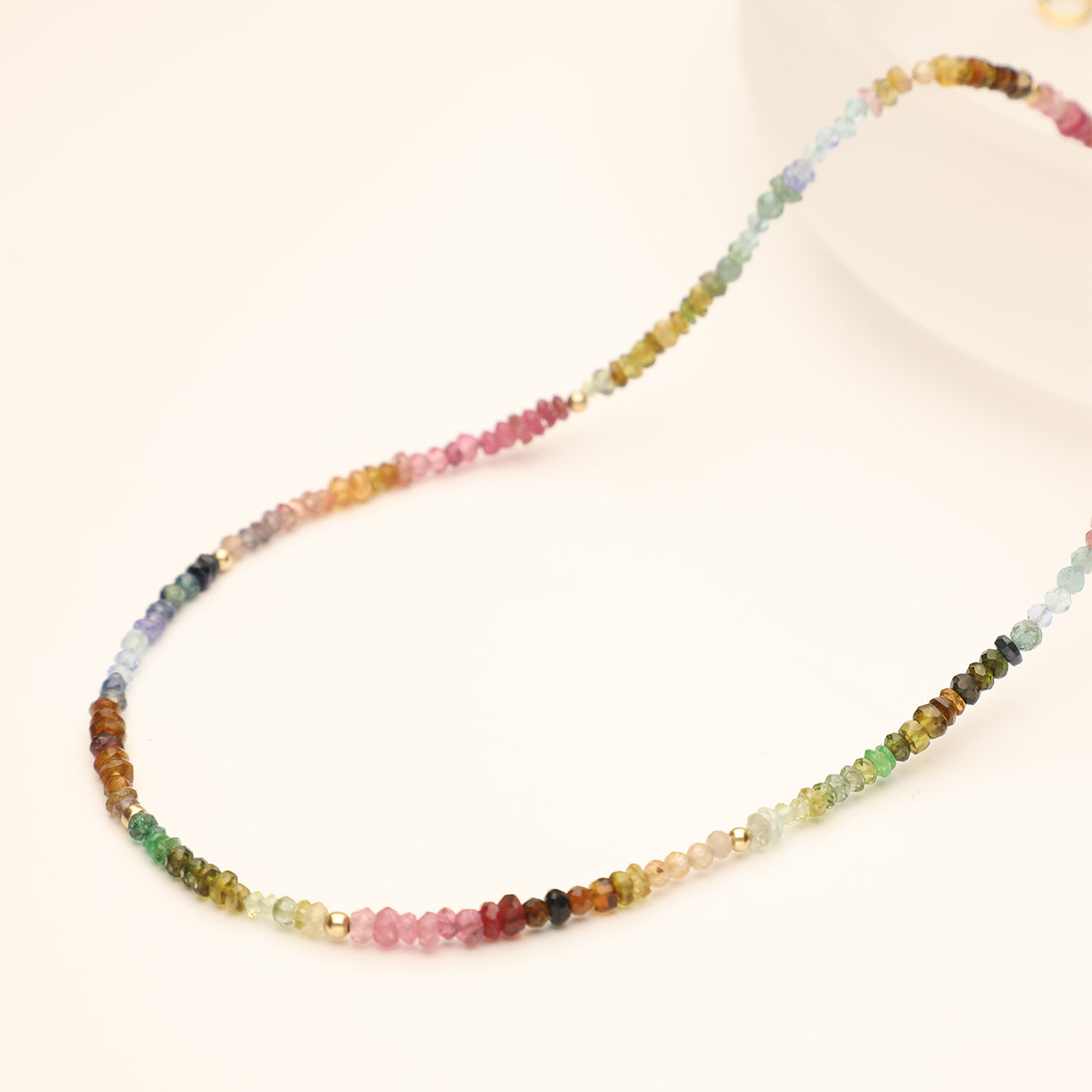 Delicate Multicolour Semi Precious Stone Gold Filled Necklace