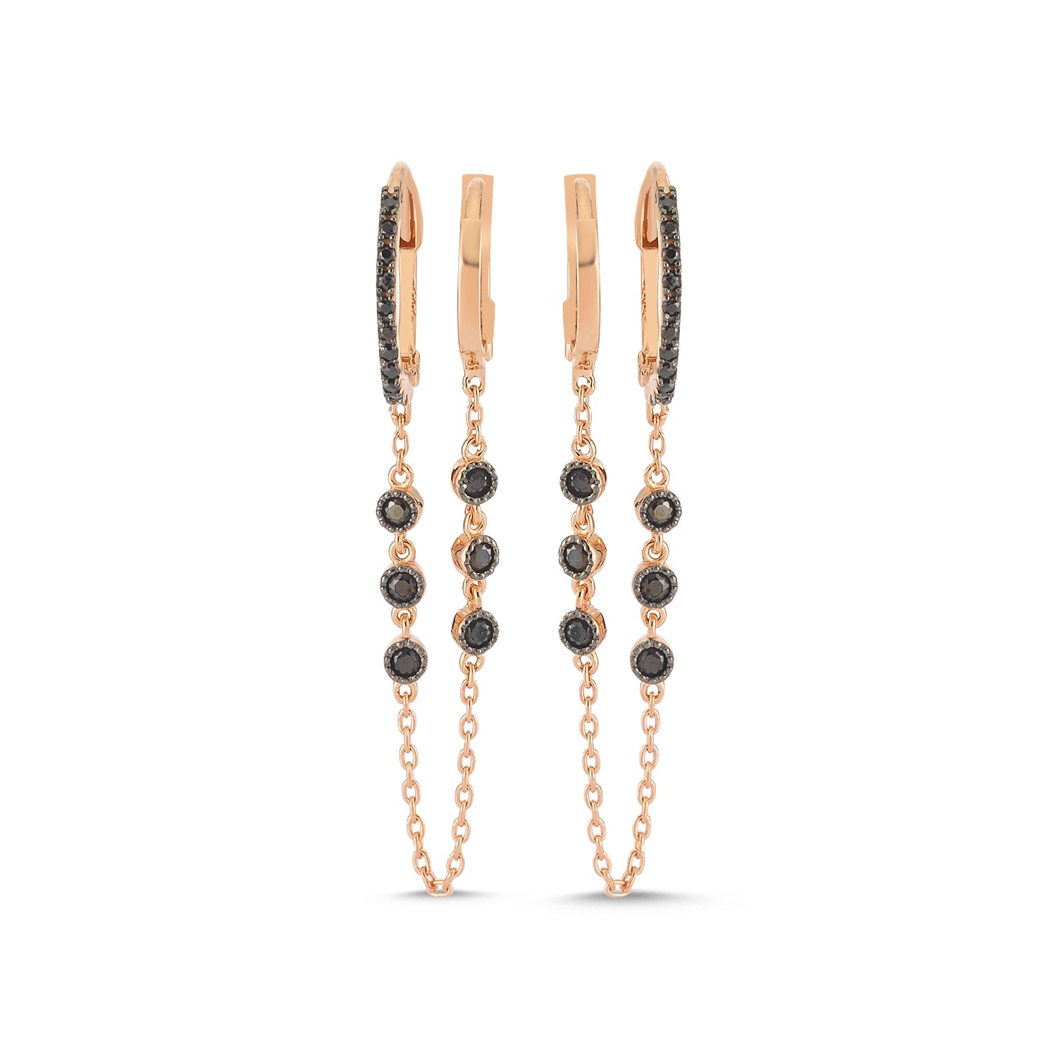 Three Stone Double Hoop Earring