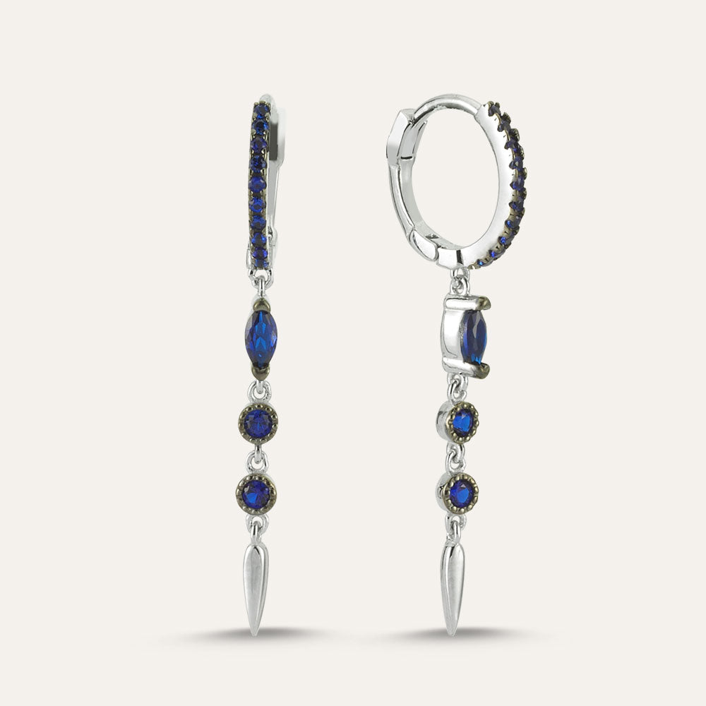 Plain Drop Stone Spike Hoop