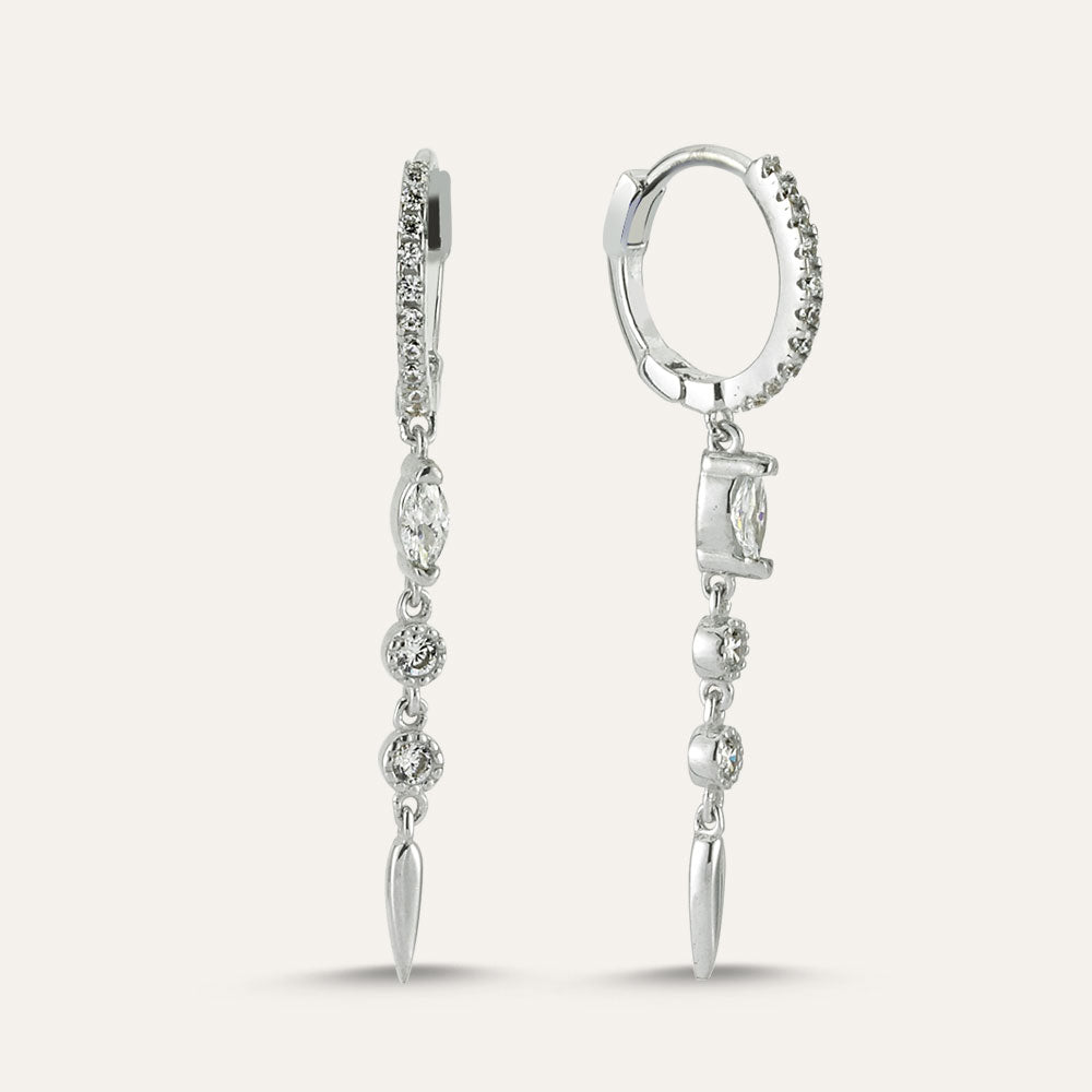 Plain Drop Stone Spike Hoop