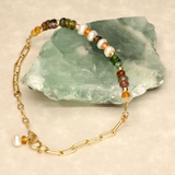 Autumn Leaves  Stone and Pearl  Bracelet