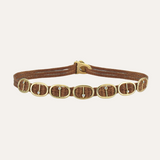 Gold Oval and Stones Cord Bracelet