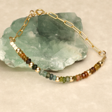 Chunky Half Stone Brown Green Bracelet