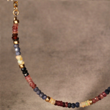 Half Stone Blue Red Sapphire and Opal Necklace