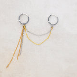 Asymmetric Two Tone Delicate Double Hoops