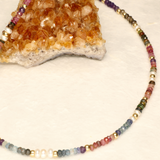 Chunky Long Multicolour Stone and Pearl Necklace