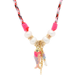 Pink Purple Enamel and Pearl Lanyard
