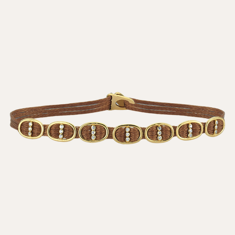 Three Dot Gold Oval Cord Bracelet