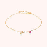 Single pearl and stone hanging anklet