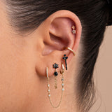 Zirconia Three Stone Double Hoop Earring