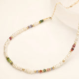 Pearl and Bubblegum Pastel Stone Gold Filled Necklace