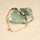 Autumn Leaves  Stone and Pearl  Bracelet