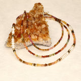 Dusty Rose and Brown Small Tourmaline Stone Necklace