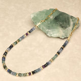 Blue Green Chunky Half Stone Necklace