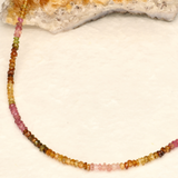 Dusty Rose and Brown Small Tourmaline Stone Necklace