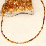 Dusty Rose and Brown Small Tourmaline Stone Necklace