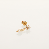 Zirconia Daisy Stud And Hanging Pearl