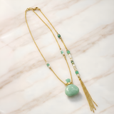 Antique Mint Green Perfume Bottle Necklace