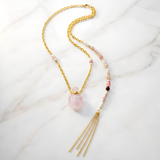 Antique Rose Quartz Perfume Bottle Necklace