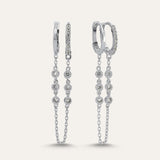 Zirconia Three Stone Double Hoop Earring