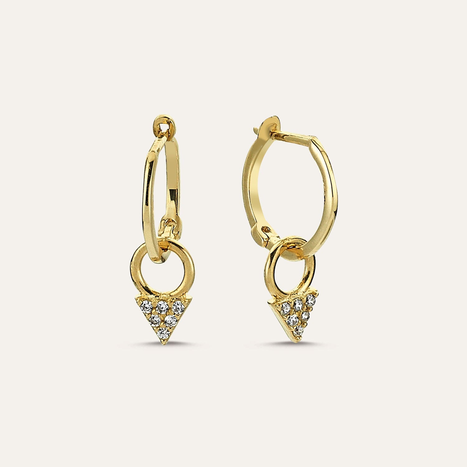 Hanging Zirconia Triangle Charm Hoop Earring