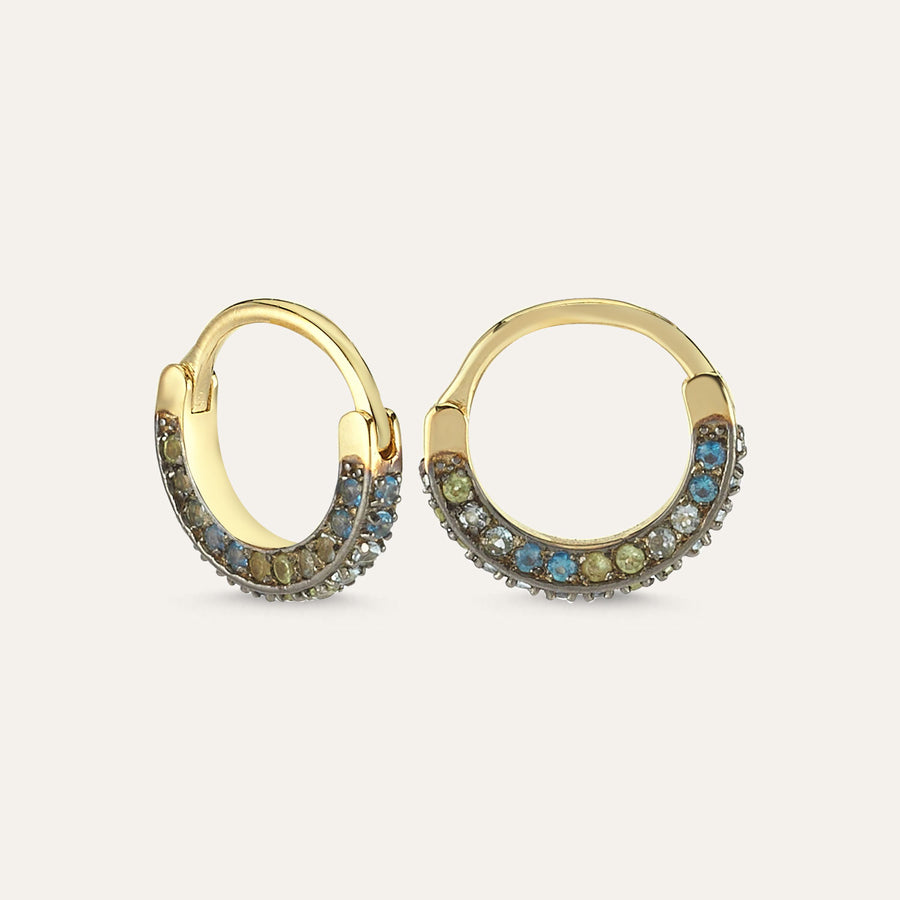 Double Sided Semi Precious Pave Hoop