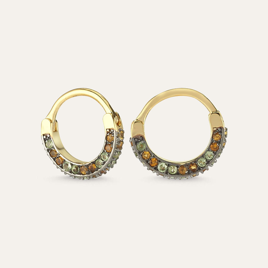 Double Sided Semi Precious Pave Hoop
