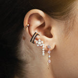 Pearl Daisy Drop Chain Earring