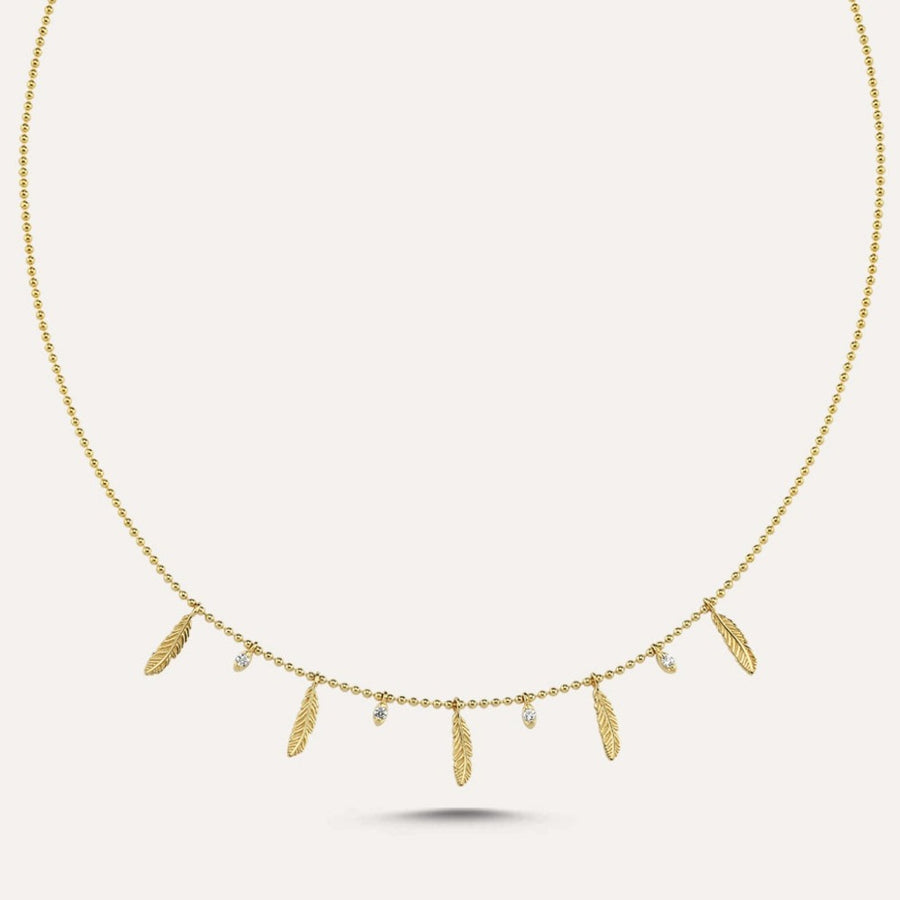 Feather and Dot Layering Necklace