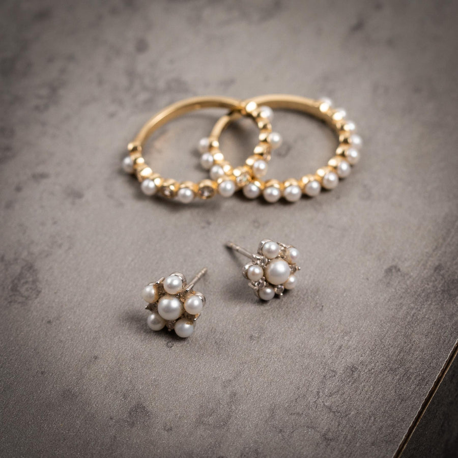 Pearl and Stone Stud Earring