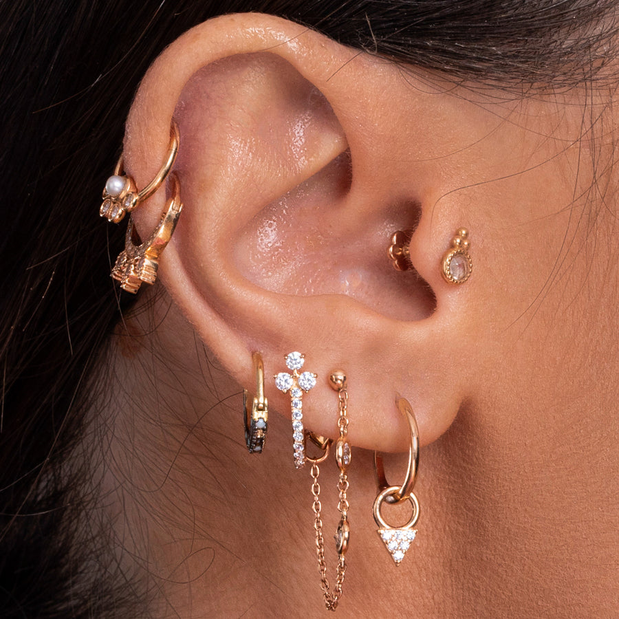 Two Stone Chain Stud Earring