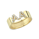 Double Initial Pave Ring