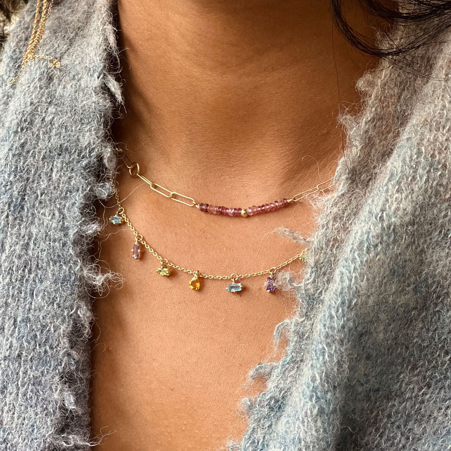 Semi Precious Hanging Stones Necklace