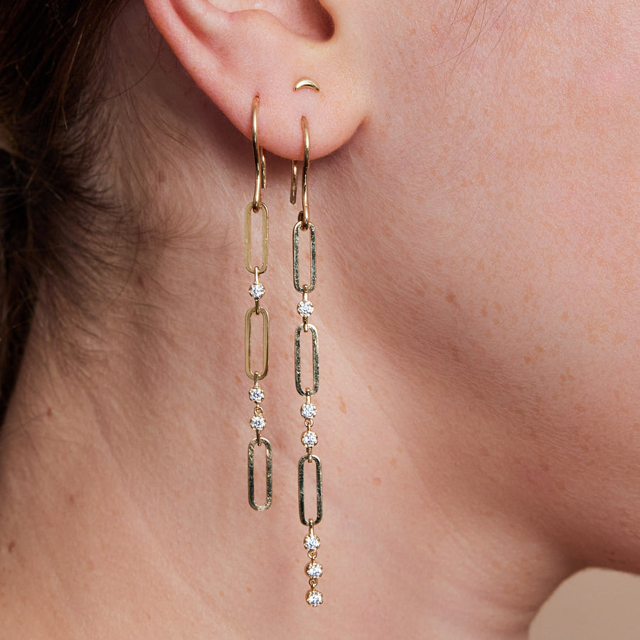 Long Stone and Link Drop Earring