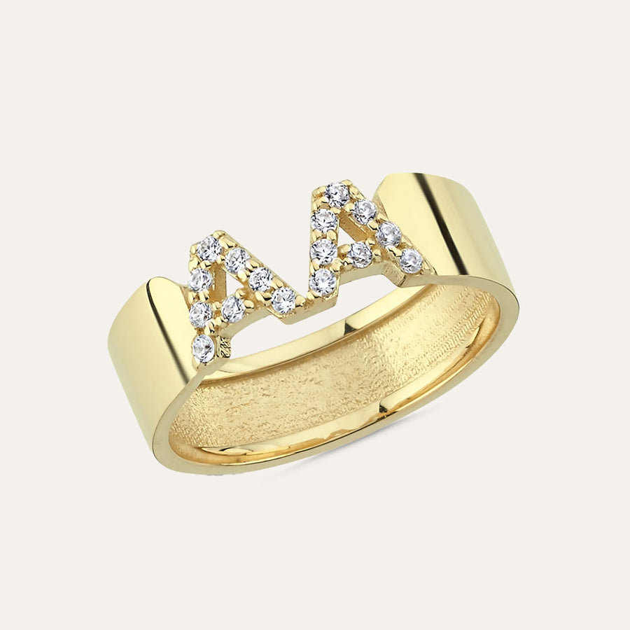 Double Initial Pave Ring