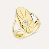 Oval Evil Eye Open Frame Ring